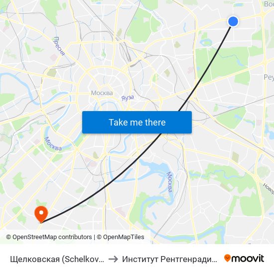 Щелковская (Schelkovskaya) to Институт Рентгенрадиологии map