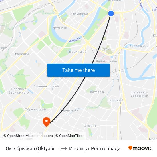 Октябрьская (Oktyabrskaya) to Институт Рентгенрадиологии map