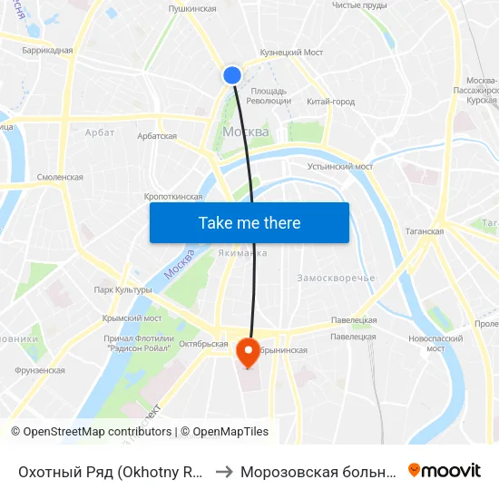 Охотный Ряд (Okhotny Ryad) to Морозовская больница map