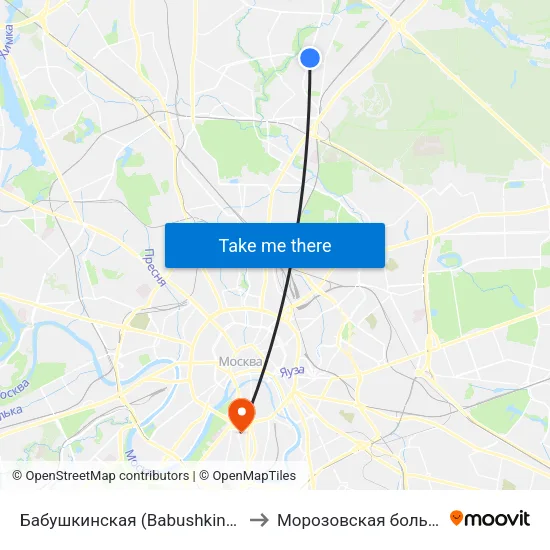 Бабушкинская (Babushkinskaya) to Морозовская больница map