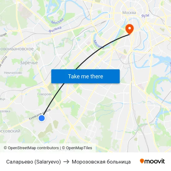 Саларьево (Salaryevo) to Морозовская больница map
