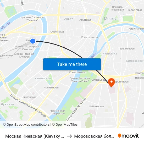 Москва Киевская (Kievsky Station) to Морозовская больница map