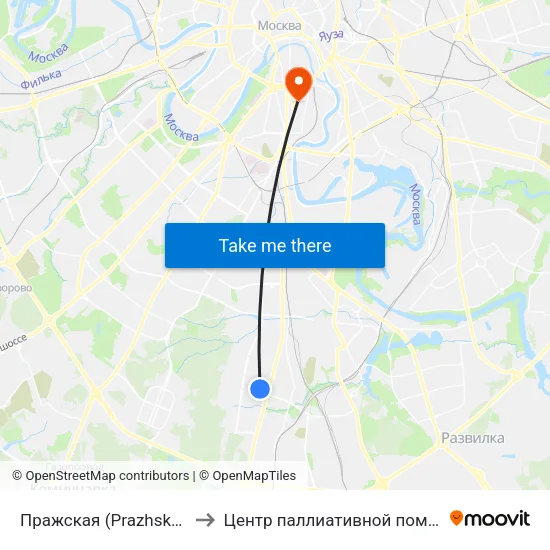 Пражская (Prazhskaya) to Центр паллиативной помощи map