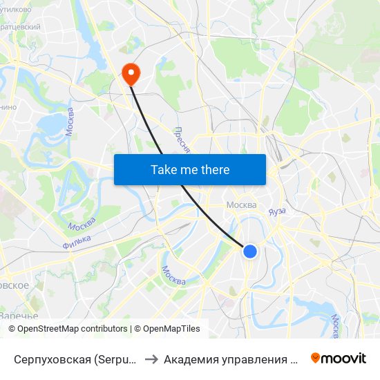 Серпуховская (Serpukhovskaya) to Академия управления МВД России map