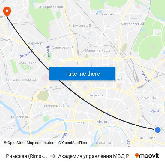 Римская (Rimskaya) to Академия управления МВД России map