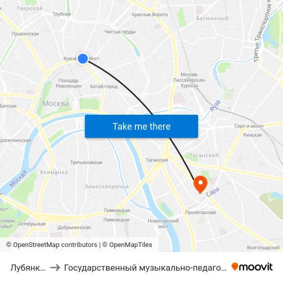 Лубянка (Lubyanka) to Государственный музыкально-педагогический институт им. М. М. Ипполитова-Иванова map