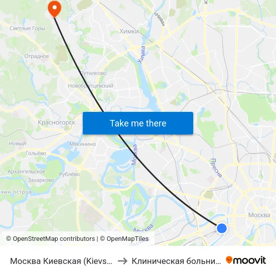 Москва Киевская (Kievsky Station) to Клиническая больница №119 map