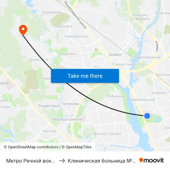 Метро Речной вокзал to Клиническая больница №119 map