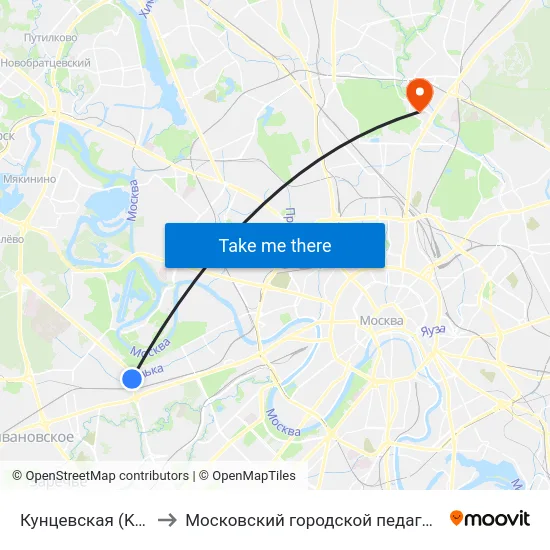 Кунцевская (Kuntsevskaya) to Московский городской педагогический университет map