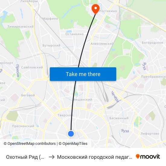 Охотный Ряд (Okhotny Ryad) to Московский городской педагогический университет map