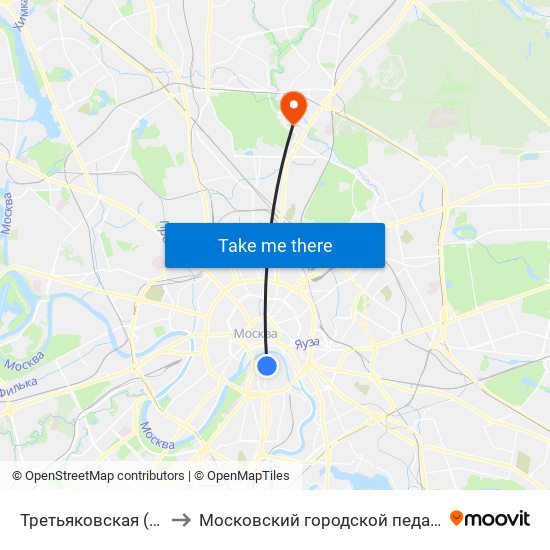 Третьяковская (Tretyakovskaya) to Московский городской педагогический университет map