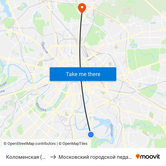 Коломенская (Kolomenskaya) to Московский городской педагогический университет map