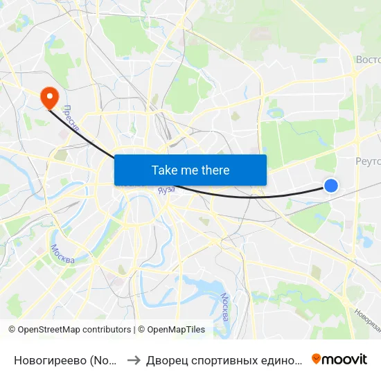 Новогиреево (Novogireevo) to Дворец спортивных единоборств ЦСКА map