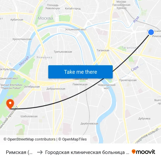 Римская (Rimskaya) to Городская клиническая больница № 1 им. Н. И. Пирогова map