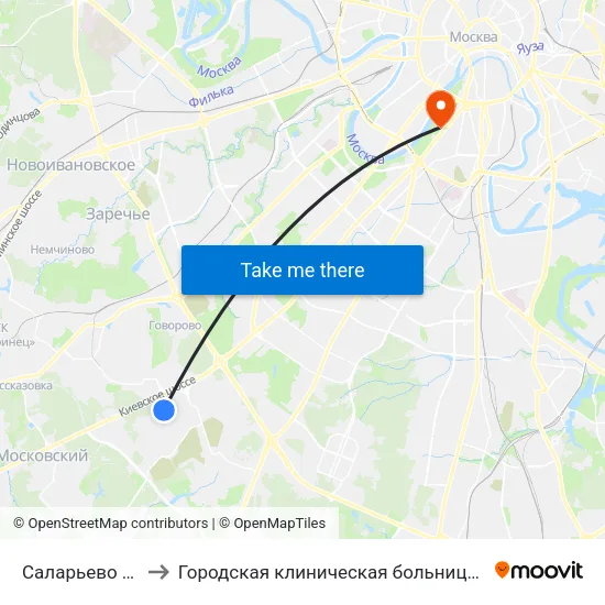 Саларьево (Salaryevo) to Городская клиническая больница № 1 им. Н. И. Пирогова map