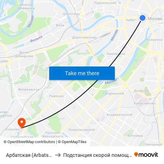 Арбатская (Arbatskaya) to Подстанция скорой помощи №26 map