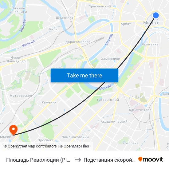 Площадь Революции (Ploschad Revolyutsii) to Подстанция скорой помощи №26 map