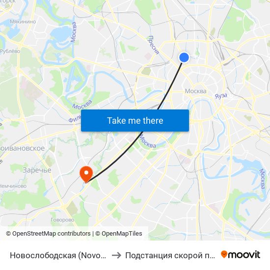 Новослободская (Novoslobodskaya) to Подстанция скорой помощи №26 map