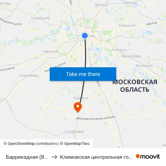 Баррикадная (Barrikadnaya) to Климовская центральная городская больница map