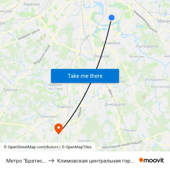 Метро "Братиславская" to Климовская центральная городская больница map