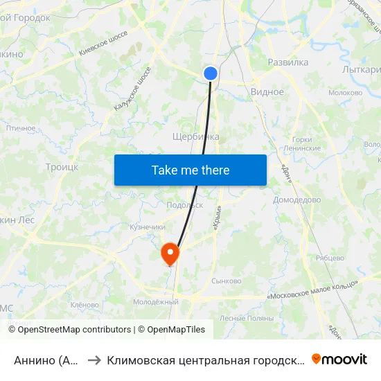 Аннино (Annino) to Климовская центральная городская больница map
