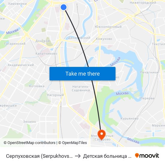 Серпуховская (Serpukhovskaya) to Детская больница №38 map