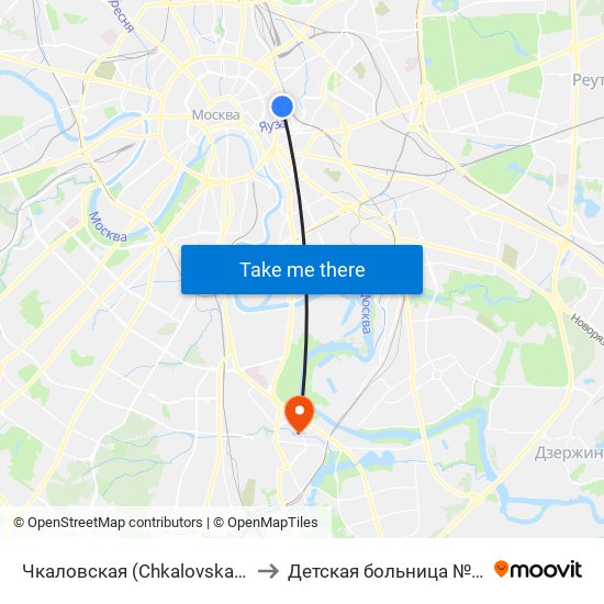 Чкаловская (Chkalovskaya) to Детская больница №38 map