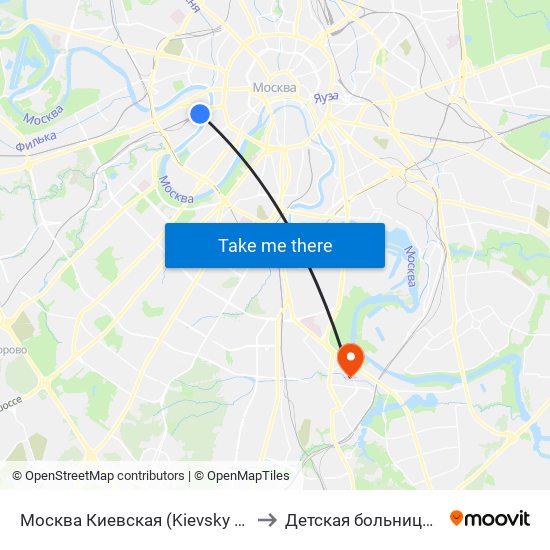 Москва Киевская (Kievsky Station) to Детская больница №38 map