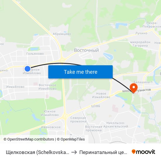 Щелковская (Schelkovskaya) to Перинатальный центр map