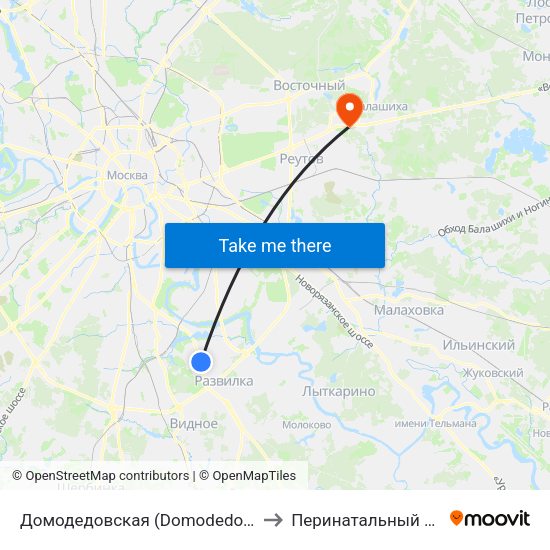 Домодедовская (Domodedovskaya) to Перинатальный центр map