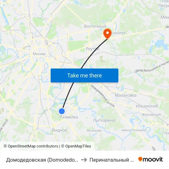 Домодедовская (Domodedovskaya) to Перинатальный центр map