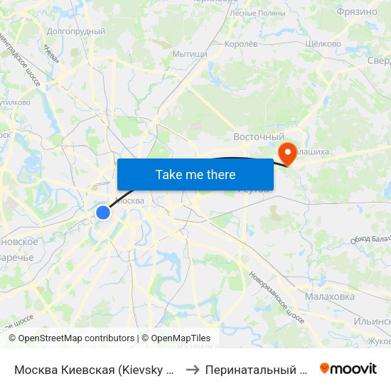 Москва Киевская (Kievsky Station) to Перинатальный центр map