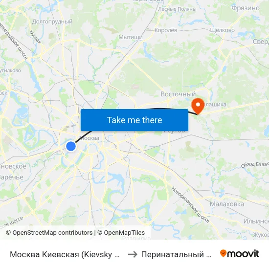 Москва Киевская (Kievsky Station) to Перинатальный центр map