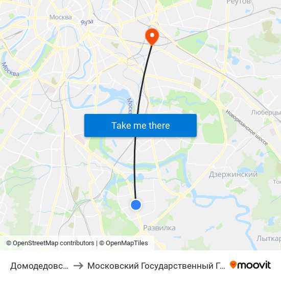 Домодедовская (Domodedovskaya) to Московский Государственный Гуманитарный Университет Имени М. А. Шолохова map