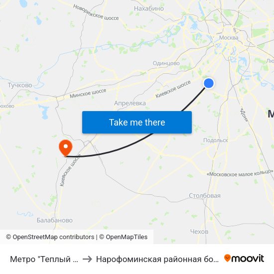 Метро "Теплый Стан" to Нарофоминская районная больница 1 map