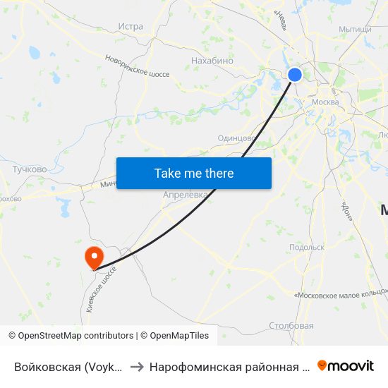 Войковская (Voykovskaya) to Нарофоминская районная больница 1 map