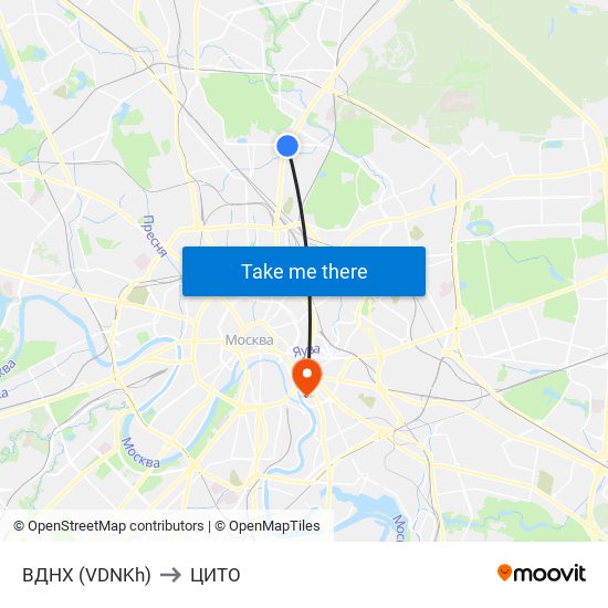 ВДНХ (VDNKh) to ЦИТО map