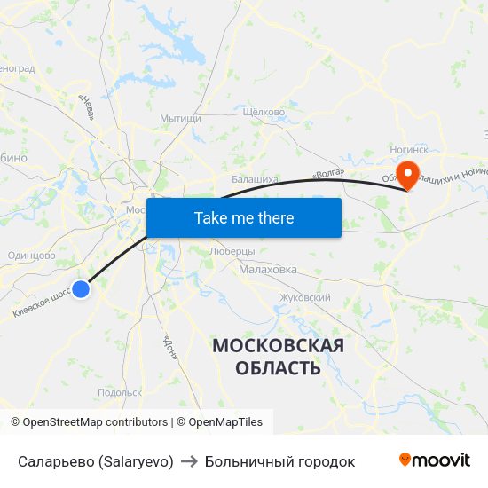 Саларьево (Salaryevo) to Больничный городок map