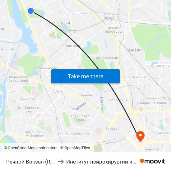 Речной Вокзал (Rechnoy Vokzal) to Институт нейрохирургии имени Н.Н. Бурденко map