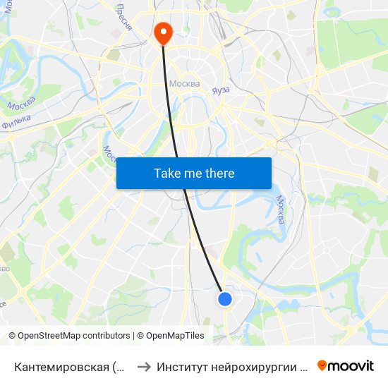 Кантемировская (Kantemirovskaya) to Институт нейрохирургии имени Н.Н. Бурденко map