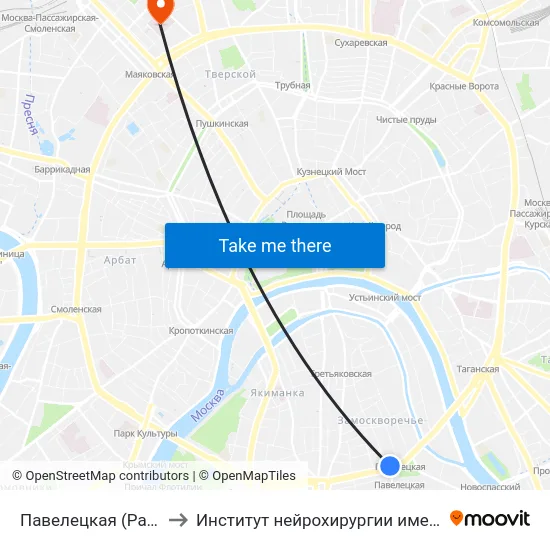 Павелецкая (Paveletskaya) to Институт нейрохирургии имени Н.Н. Бурденко map