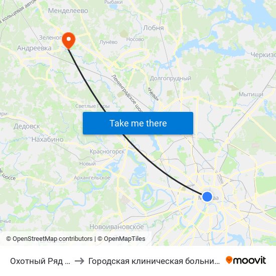 Охотный Ряд (Okhotny Ryad) to Городская клиническая больница имени М.П. Кончаловского map