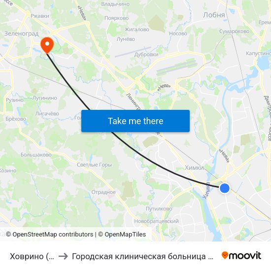 Ховрино (Khovrino) to Городская клиническая больница имени М.П. Кончаловского map