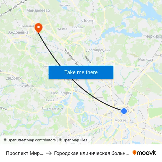 Проспект Мира (Prospekt Mira) to Городская клиническая больница имени М.П. Кончаловского map