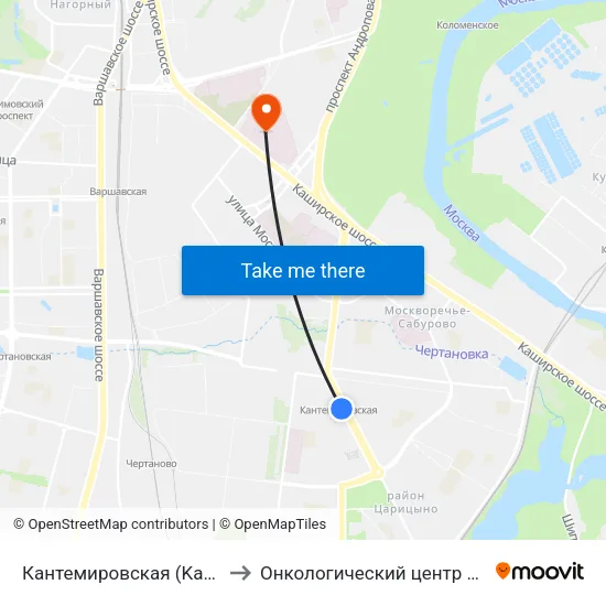 Кантемировская (Kantemirovskaya) to Онкологический центр им. Н.Н.Блохина map