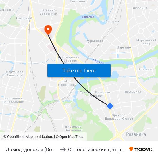 Домодедовская (Domodedovskaya) to Онкологический центр им. Н.Н.Блохина map