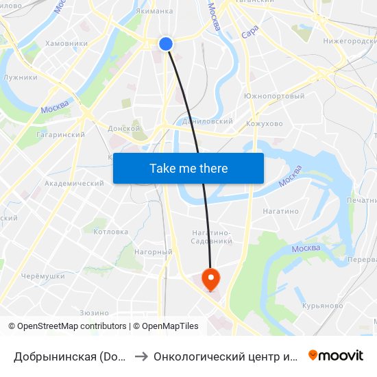Добрынинская (Dobryninskaya) to Онкологический центр им. Н.Н.Блохина map