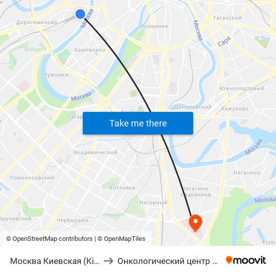 Москва Киевская (Kievsky Station) to Онкологический центр им. Н.Н.Блохина map