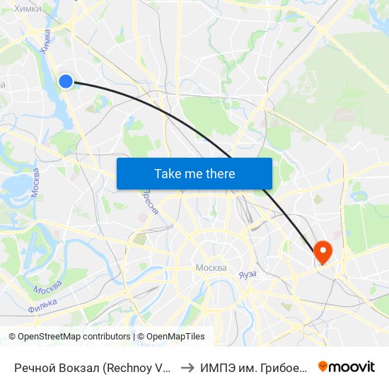 Речной Вокзал (Rechnoy Vokzal) to ИМПЭ им. Грибоедова map