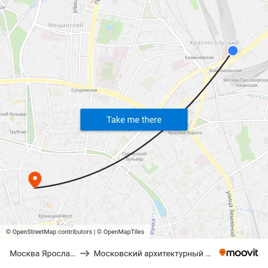 Москва Ярославская (Yaroslavsky Station) to Московский архитектурный институт (государственная академия) (МАрхИ) map